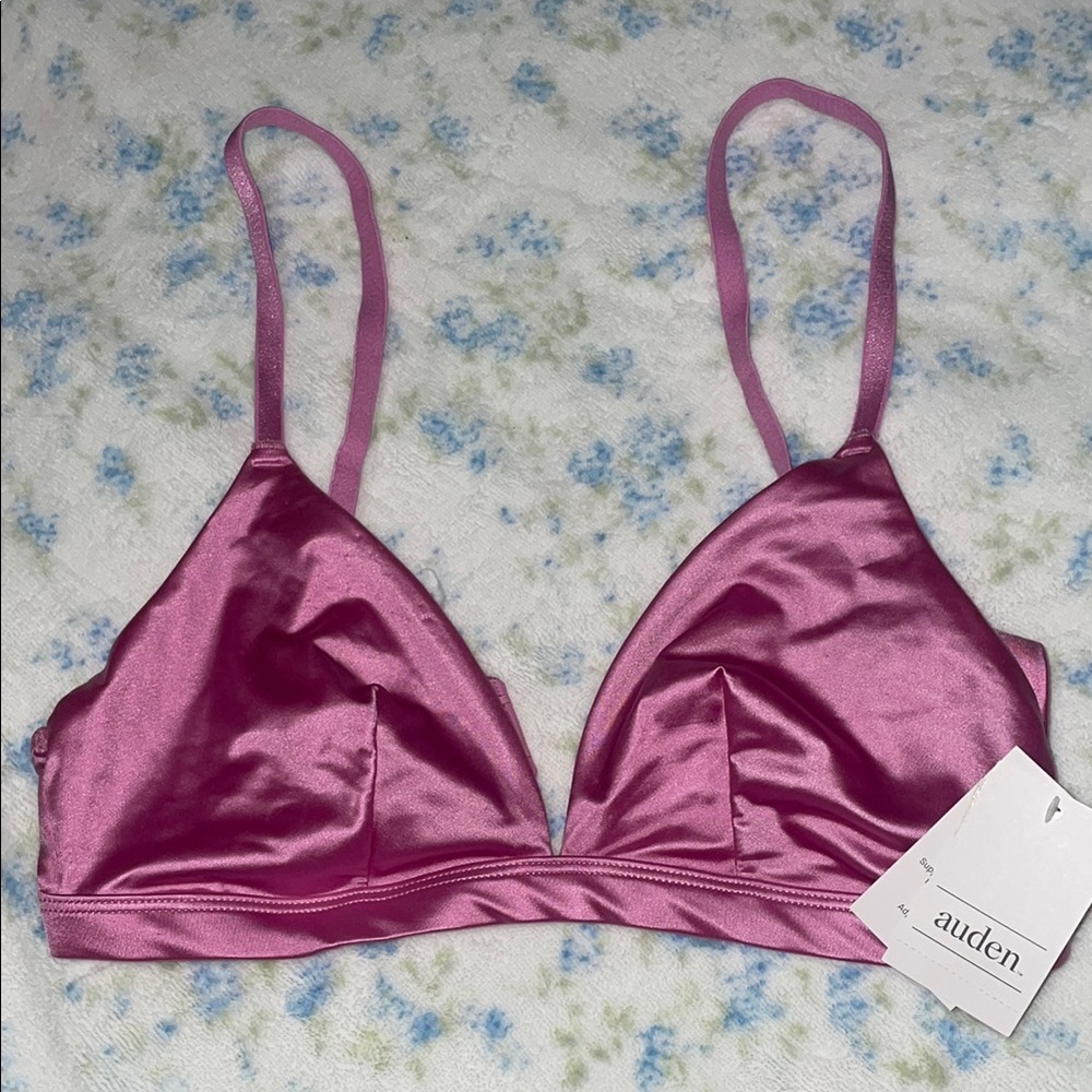 Auden Pink Satin Triangle Bralette Small